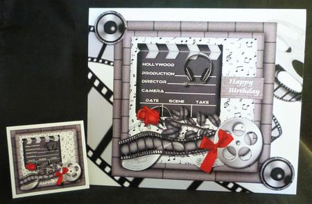 Male Card Film Music & Red Roses by Michelle Chivers