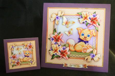 Spring Puppy with Lilies Flowers Card Mini Kit by Michelle Chivers
