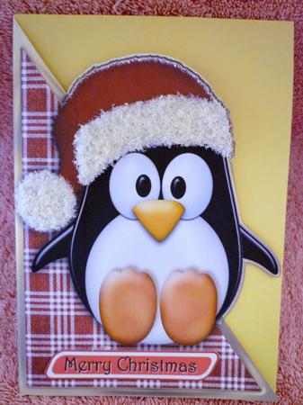 Cut and Fold Christmas Penguin in Red by Michelle Chivers