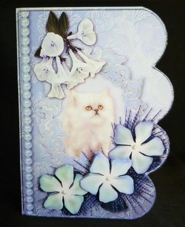 Dreamy Kitten 4 Scalloped Edge Card Decoupage by Michelle Chivers