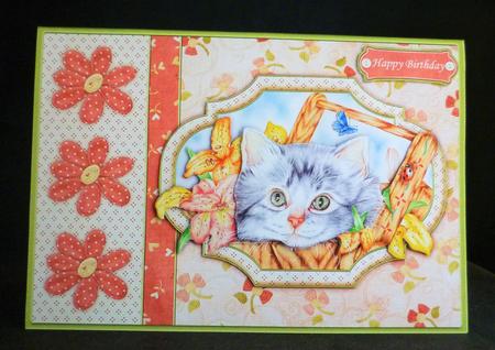 Kitten in Lily Basket Topper & Decoupage by Michelle Chivers