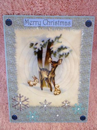 Christmas Retro Fawn Pyramid Card Front by Michelle Chivers