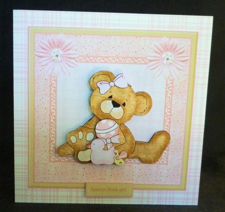 Baby Teddy Bear 7.5x7.5 Card with Decoupage by Michelle Chivers