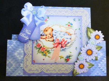 Blue Baby Boy New Baby Folded Stand-up Card Mini Kit by Michelle Chivers