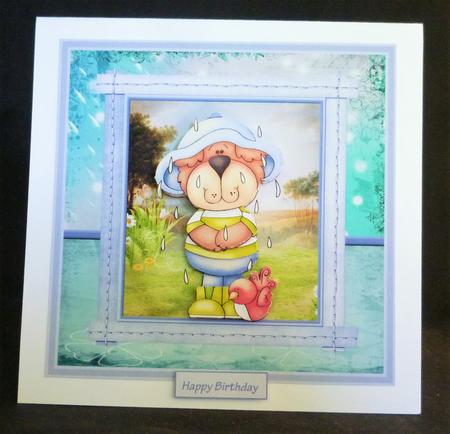 Rainy Bear 7.5x7.5card and Deoupage by Michelle Chivers