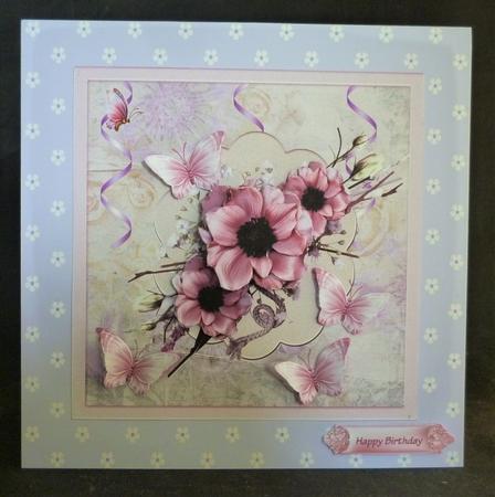 Purple Poppy Flower 7.5x7.5 Card and Decoupage by Michelle Chivers