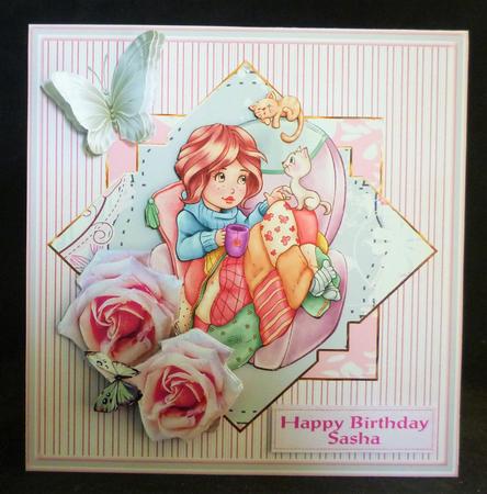 Be Comfy 7.5x7.5 Card with Decoupage by Michelle Chivers