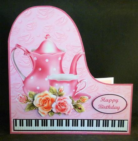 Pink Coffee Piano Card Front by Michelle Chivers