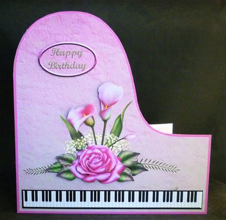 Pink Delight Piano Card Front by Michelle Chivers