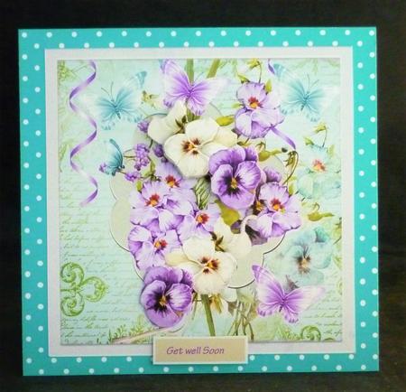 Vintage Purple and White Pansy 7.5 X7.5 Card by Michelle Chivers