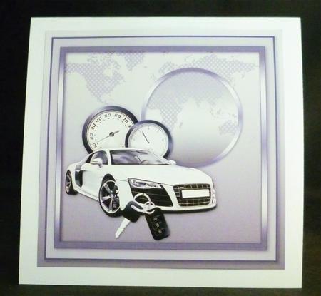 Sporty White Car Matching 8inx8in Insert Plate by Michelle Chivers