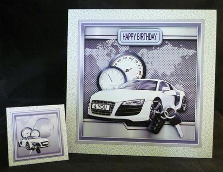 Sporty White Car 8in x 8in Decoupage Mini Kit by Michelle Chivers