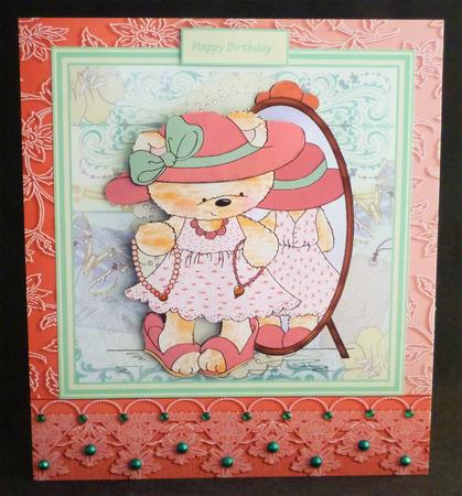 Peach Floral Lace with Lace and Pearls Border by Michelle Chivers