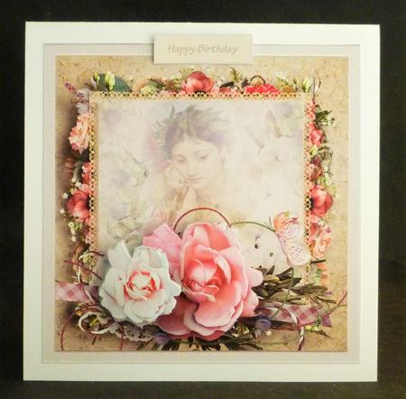 Memory Rose 7.5 X7.5 Card with Decoupage by Michelle Chivers