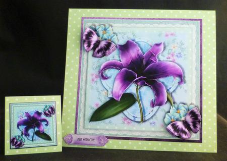 Purple Lilly Flutters Card Front Kit by Michelle Chivers