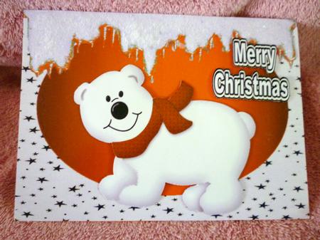 Little White Polar Bear in Orange Scarf by Michelle Chivers