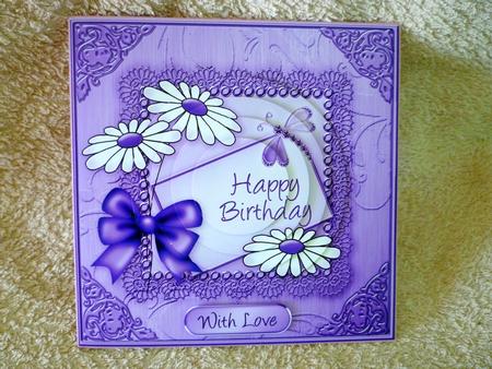 Daisies on Metallic Lace Quick Card with Circle Pyramage by Michelle Chivers