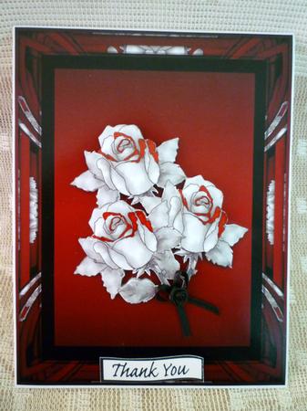 Silver Roses in a Red Frame by Michelle Chivers