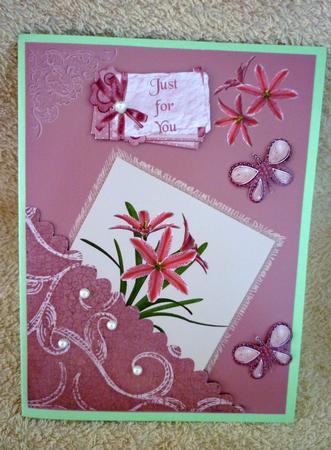 Pink Floral Card Front by Michelle Chivers