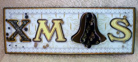 Xmas Bell Large Dl Card Front with 3D Bell Embellishment by Michelle Chivers