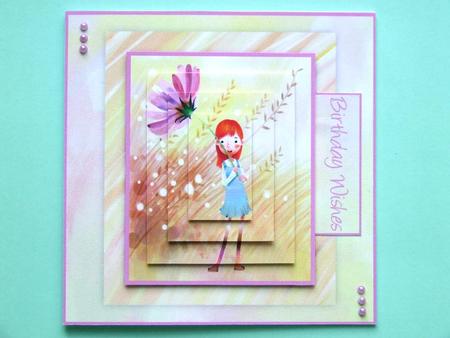Little Girl Holding Flower 5x5 Card Kit by Michelle Lancaster