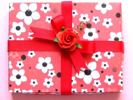 Daisy Dots in Red Gift Box with Lid by Michelle Lancaster