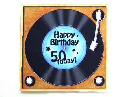50th Birthday Record Wavy Corner Side Stacker Topper by Michelle Lancaster