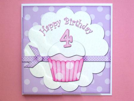 4th Birthday Cupcake Felties Wavy Corner Side Stacker by Michelle Lancaster