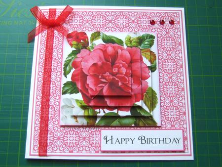 Pink Rose Blooms - Pyramid Card by Michelle Lancaster