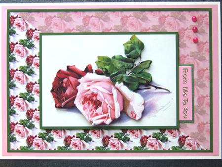 Pink and Red Roses Card Front by Michelle Lancaster