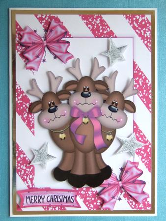 Santas Reindeers in Pink Frame by Michelle Lancaster