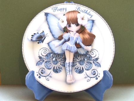 Fairy Blue Plate Card & Stand by Michelle Lancaster