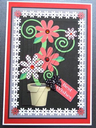 Flowers in Pot Pyramid - Black and Red by Michelle Lancaster