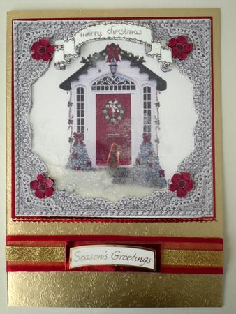 Ginger Cat Knocking on Red Christmas Door - Square Shaker by Michelle Lennon