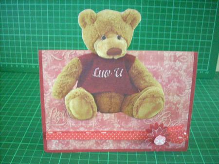 Valentine Bear Over the Edge Foldback Card by Michelle Owen