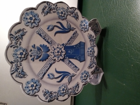 Delft Blue Windmill Plate and Stand with Silver Finish by Michelle Peters
