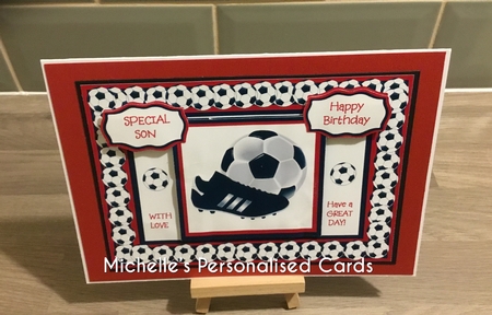 Red n White Football by MICHELLE WAGSTAFFE