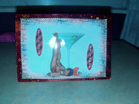18th or 21st Bunny Girl Laying Card Front with Decoupage by Michelle Webb