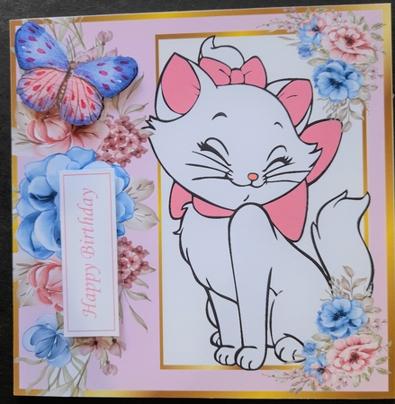 Cute kitten with flowers and butterfly window 8x8 by Michelle Young