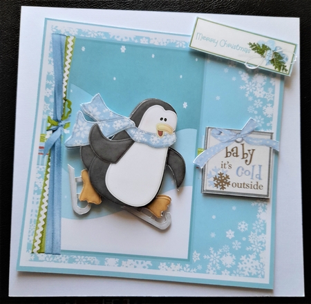 Penguin skating 6x6 by Michelle Young