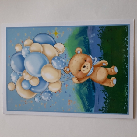 Blue and pink bears with balloons card fronts by Michelle Young