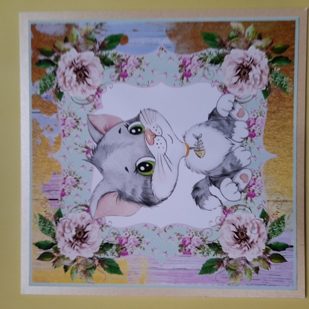 3 Cute floral kitten card front/toppers by Michelle Young