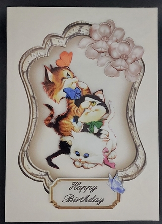 Cats - 7x5 inch card front with decoupage by Michelle Young