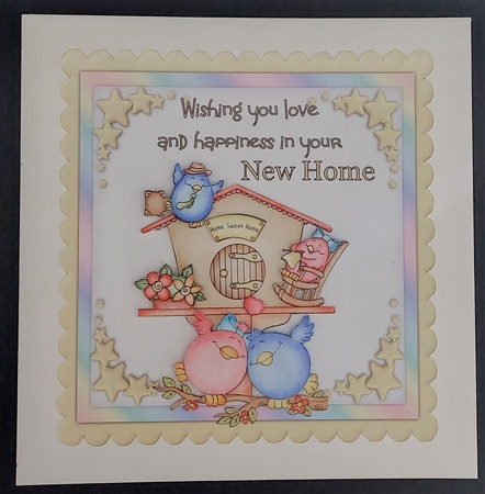 Tweeties New Home - 6x6 inch card front with decoupage by Michelle Young