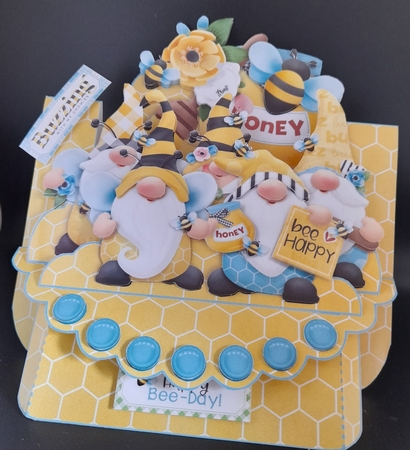 Gnome Honeybee 3D Shelf Card with Card Box by Michelle Young