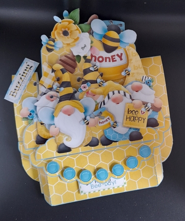 Gnome Honeybee 3D Shelf Card with Card Box by Michelle Young