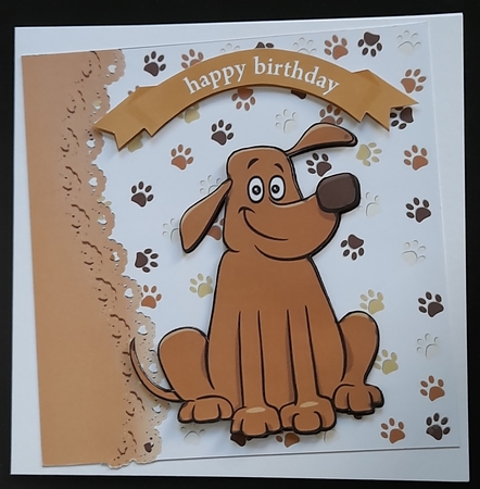 Playful brown puppy dog 7x7 card front by Michelle Young