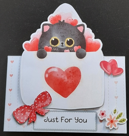 cute black cat in an envelope by Michelle Young