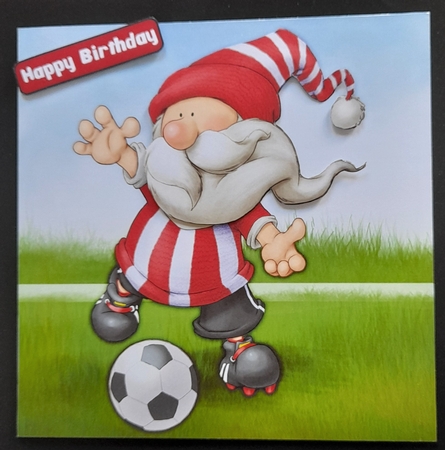 Football Gnome Red and White Stripes 8x8 Quick Card by Michelle Young