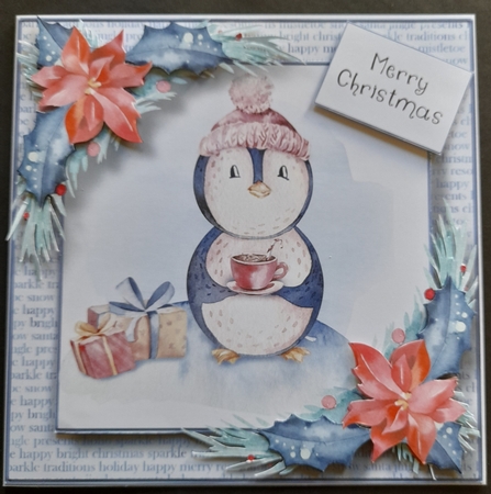 Watercolour Blue Christmas - Hot Choc Penguin by Michelle Young